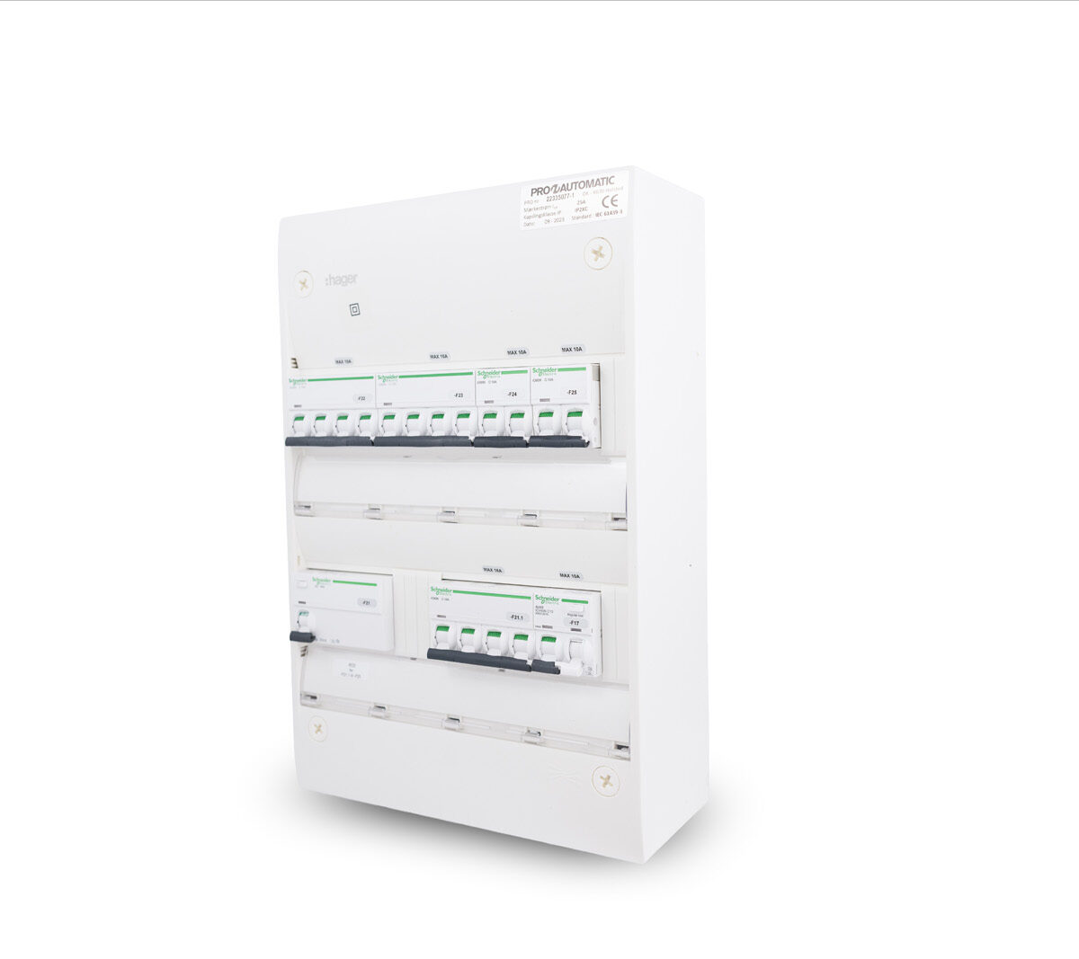 El-tavle med 6 automatsikringer og 1 HPFI-afbryder